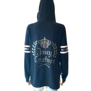 VTG Y2K Juicy Couture Black hoodie Sweatshirt Full Zip Jacket Women S Pockets